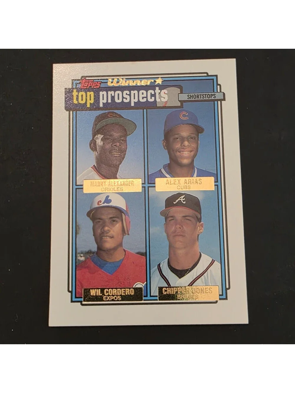 1992 Topps - Top Prospects Chipper Jones, Cordero, Arias #551 Gold Winner (RC)